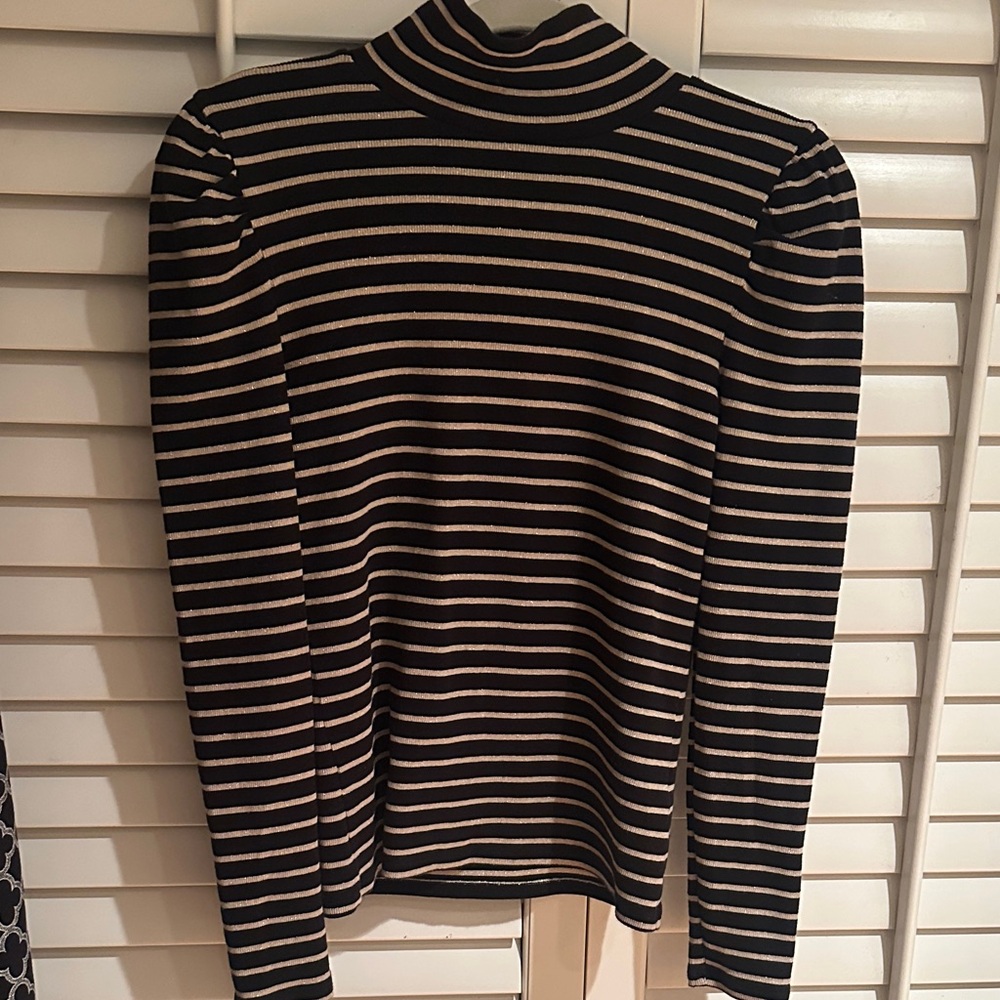 J. Crew Black and Cream Striped Top